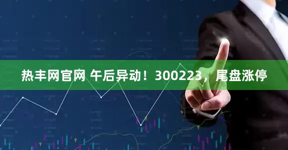 热丰网官网 午后异动！300223，尾盘涨停